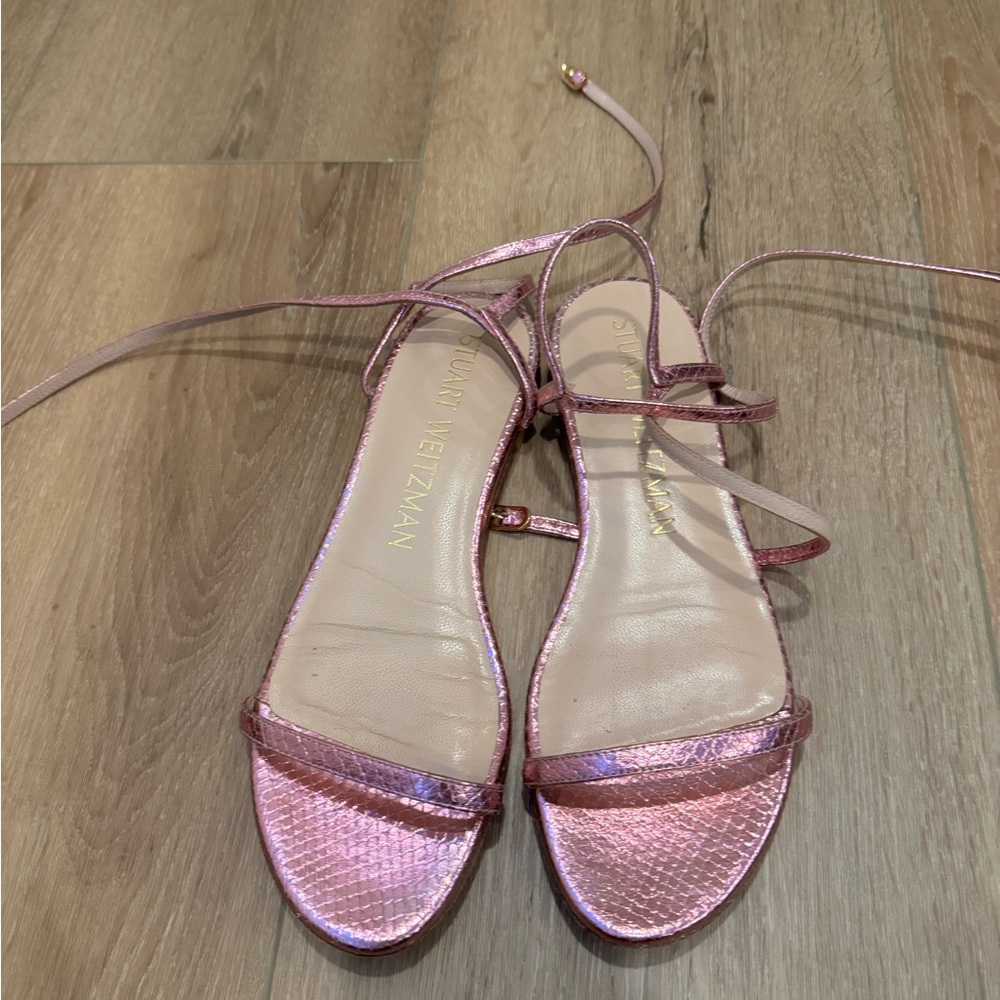 Stuart Weitzman Metallic Pink Strappy Sandals